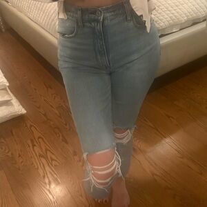 Abercrombie & Fitch Light Blue Distressed Ankle Jeans